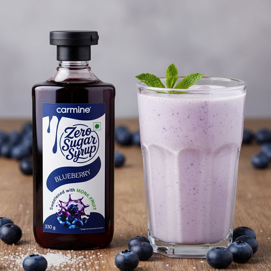 Zero Sugar Blueberry Syrup - Natural, Plant-Based, Sweetened with Pure Monk Fruit, Natural, Preservative-Free, No Artificial Flavours 330 g