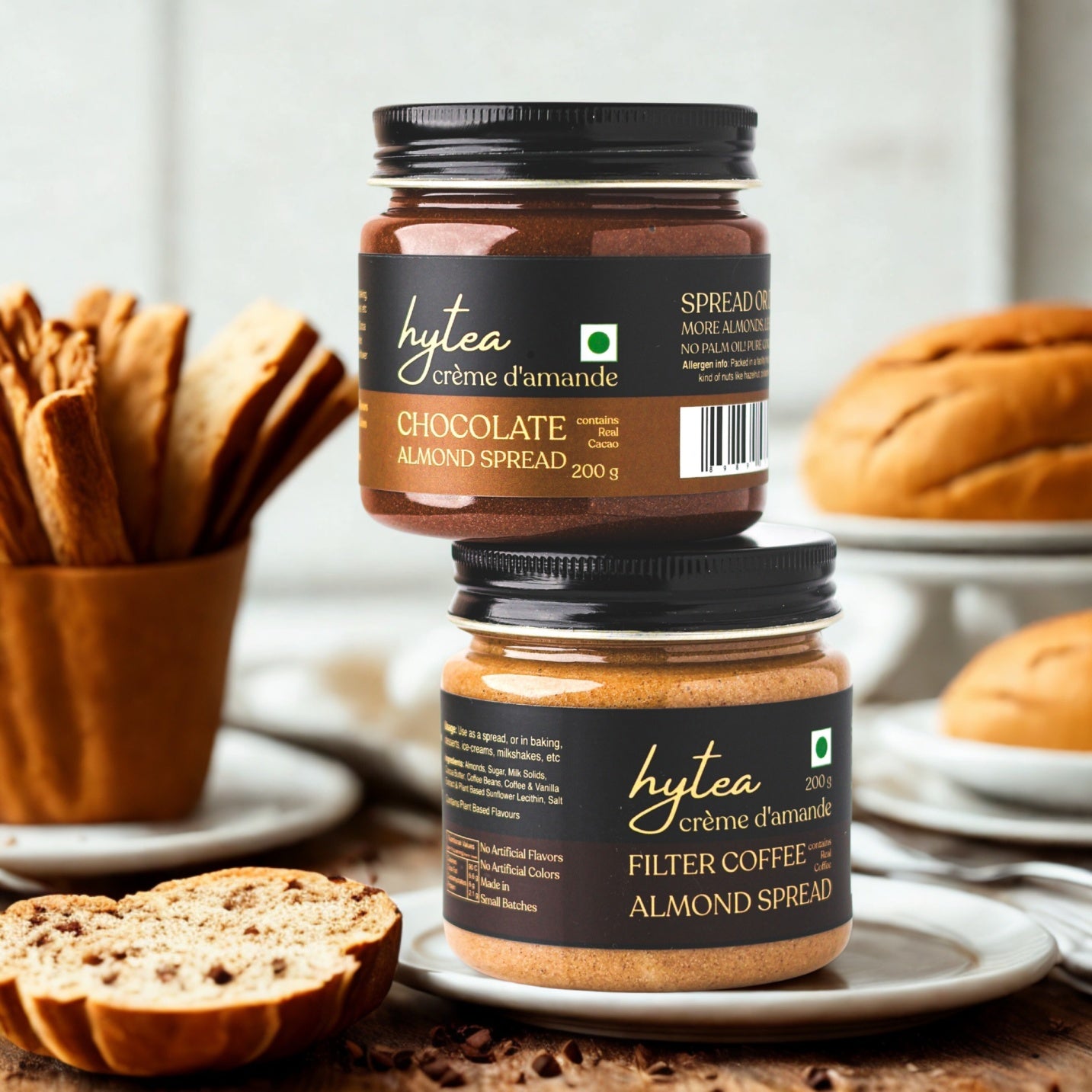 Hytea Filter Coffee Almond Cream Spread 200 g, Made with Pure Cocoa Butter