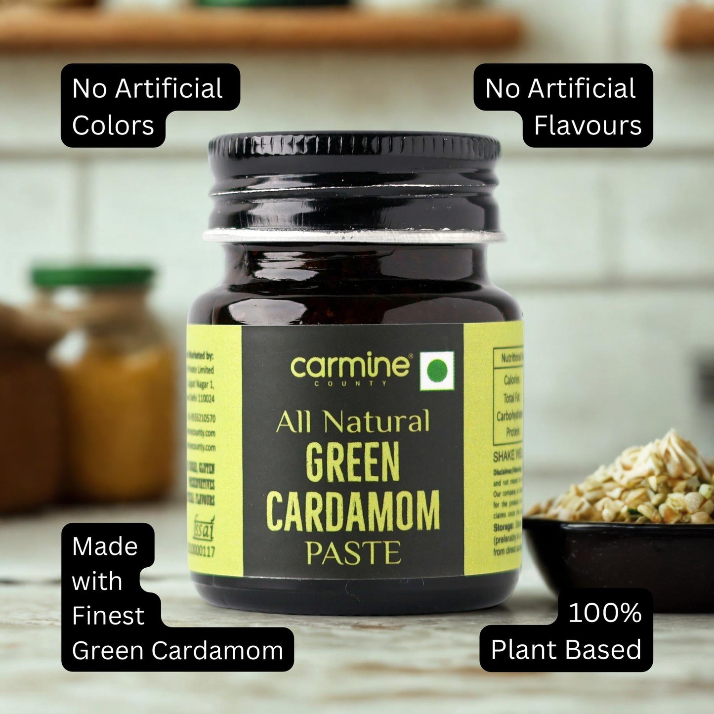 Carmine County All Natural Green Cardamom Paste – 50g Pure, Aromatic & Clean-Label Flavor for Desserts, Teas & Bakes