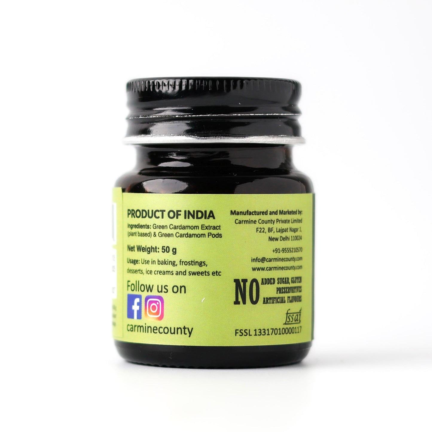 Carmine County All Natural Green Cardamom Paste – 50g Pure, Aromatic & Clean-Label Flavor for Desserts, Teas & Bakes
