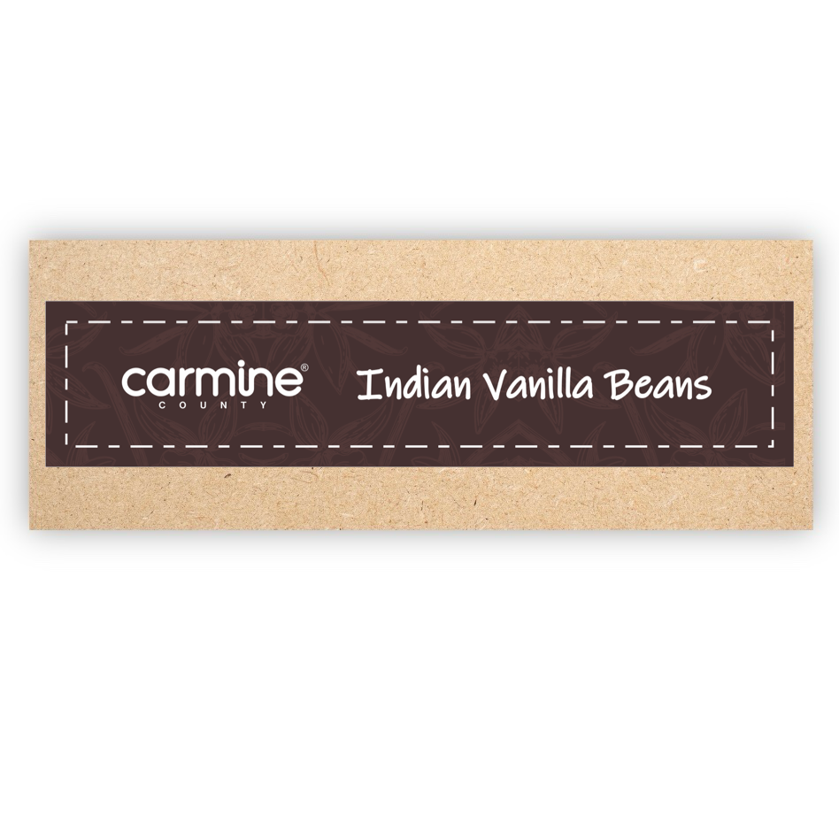 Carmine County All Natural Indian Vanilla Beans (2 Pods) Vacuum Sealed