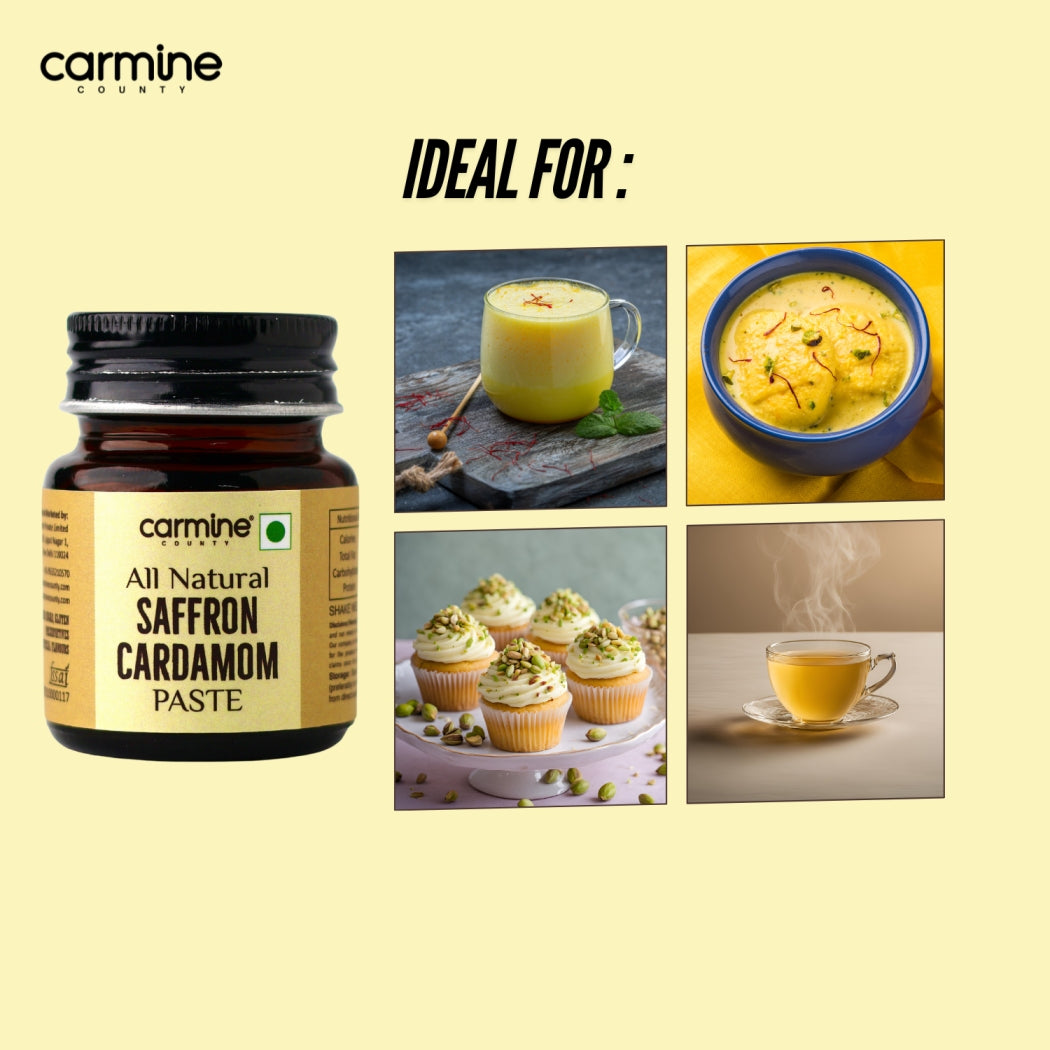 Carmine County All Natural Saffron Cardamom Paste 50g | For Baking, Masala Chai, Milkshakes & Desserts