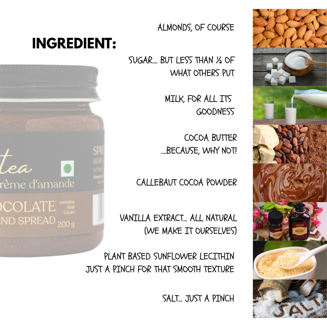Hytea Chocolate Almond Cream Spread 200 g, Made with Pure Cocoa Butter