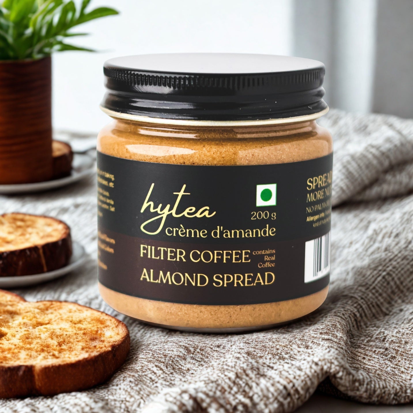 Hytea Filter Coffee Almond Cream Spread 200 g, Made with Pure Cocoa Butter