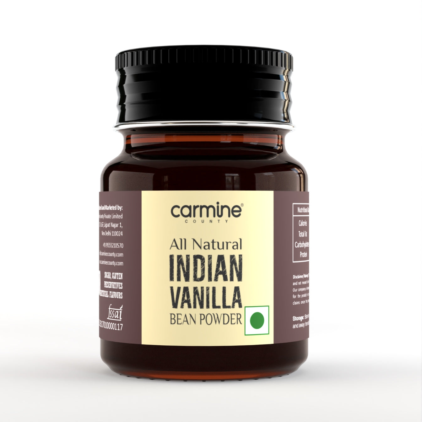 Carmine County All Natural Indian Vanilla Bean Powder 20 g