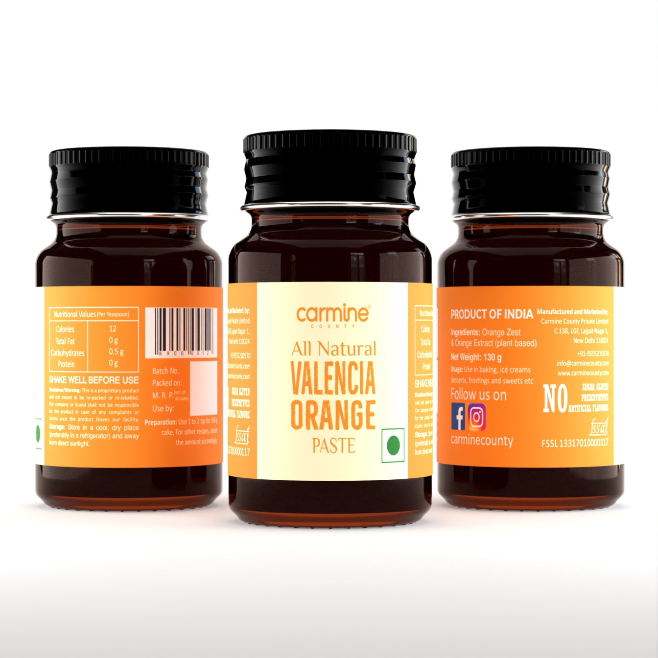 Carmine County All Natural Valencia Orange Paste 130 g