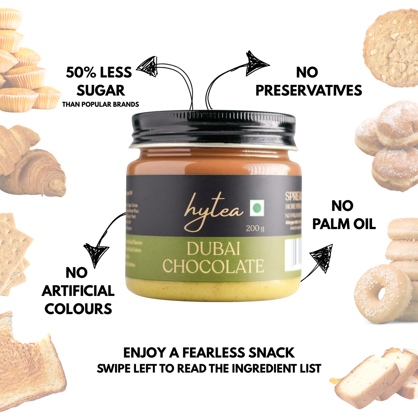Hytea Dubai Chocolate | Luxe Spread with Premium Nuts, Real Cocoa & Clean Ingredients 200g
