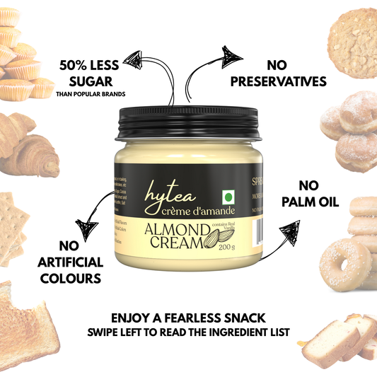 Hytea Spreadable Pure Almond Cream 200 g, Made with Pure Cocoa Butter