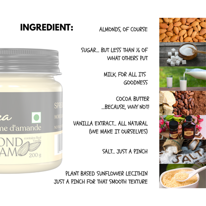 Hytea Spreadable Pure Almond Cream 200 g, Made with Pure Cocoa Butter