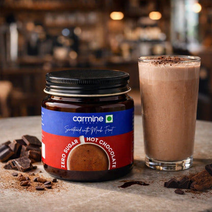 Zero Sugar Hot Chocolate, Sweetened with Monk Fruit, Zero Artificial Colors or Flavours, Made with coverture grade Cocoa