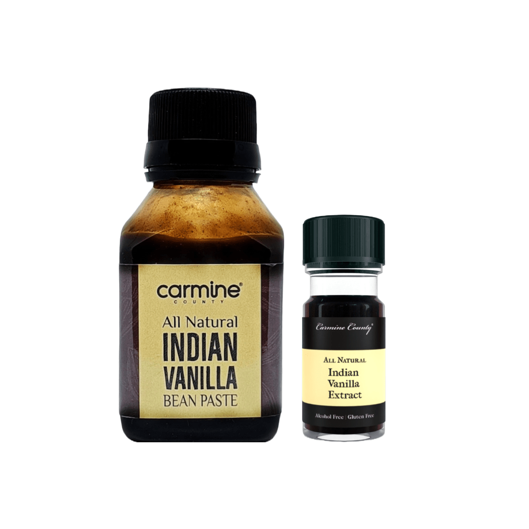 Carmine County All Natural Indian Vanilla Bean Paste with a pack of free Vanilla Extract
