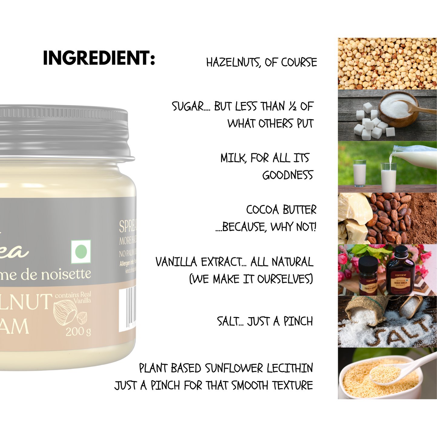 Hytea Spreadable Pure Hazelnut Cream 200 g, Made with Pure Cocoa Butter
