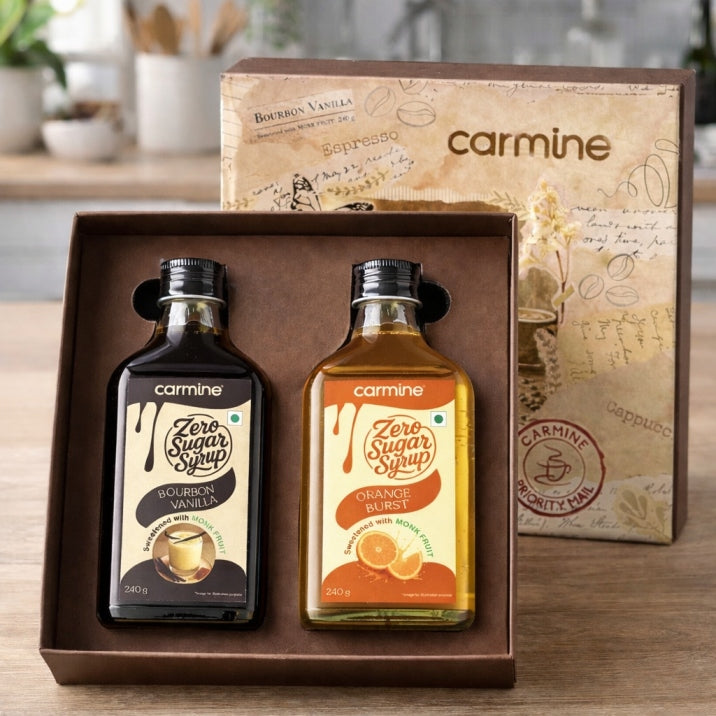 Zero Sugar Syrups | Gift Pack for Coffee and Milkshakes | Bourbon Vanilla and Orange Burst Syrup 240 g each