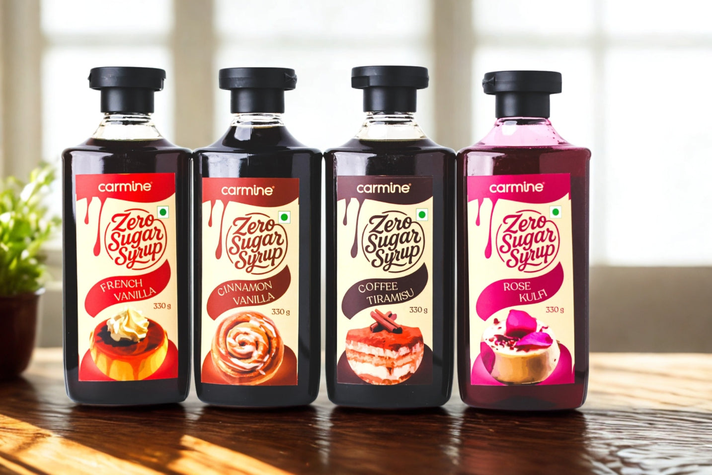 Zero Sugar Rose Kulfi Syrup - Natural, Plant-Based, No Artificial Sweeteners, Clean Label Indian Dessert Syrup, 330 g