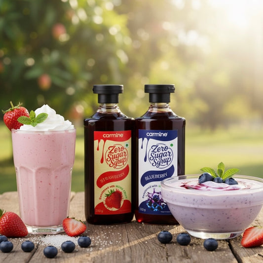 Zero Sugar Strawberry & Blueberry Syrup Combo – 2 x 330 g | Natural, Preservative-Free, Monk Fruit Sweetened