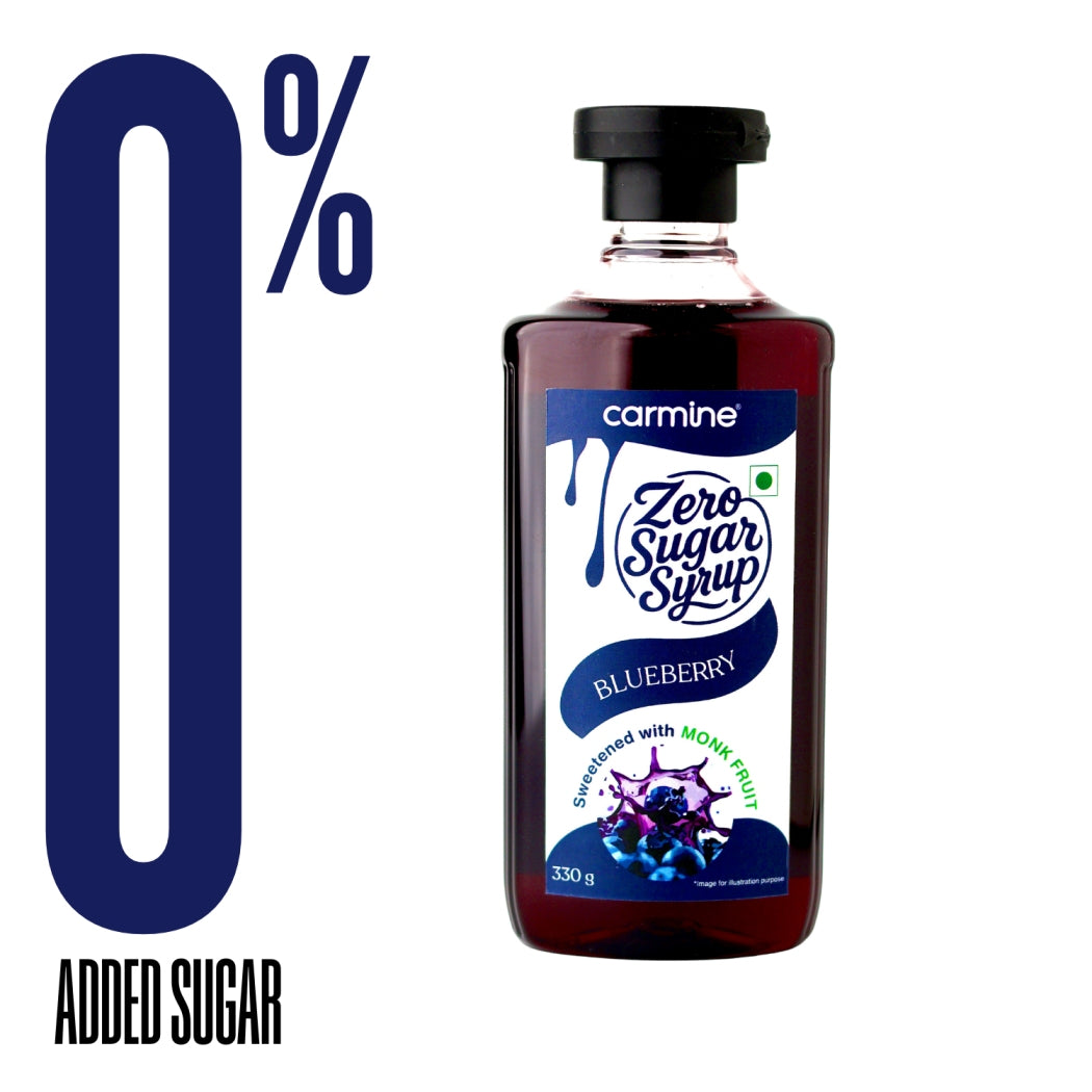 Zero Sugar Blueberry Syrup - Natural, Plant-Based, Sweetened with Pure Monk Fruit, Natural, Preservative-Free, No Artificial Flavours 330 g