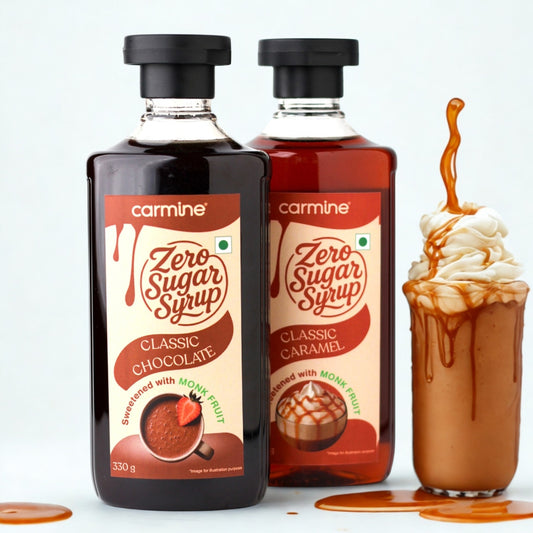 Zero Sugar Chocolate and Caramel Syrup Combo - 330 g x 2, Natural, Plant-Based, Sweetened with Pure Monk Fruit