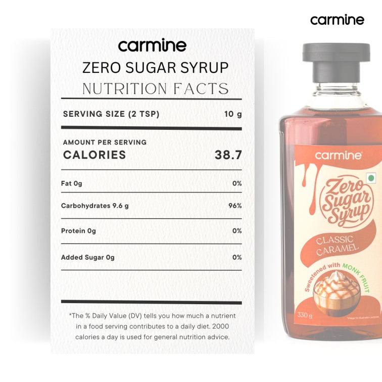 Zero Sugar Chocolate and Caramel Syrup Combo - 330 g x 2, Natural, Plant-Based, Sweetened with Pure Monk Fruit