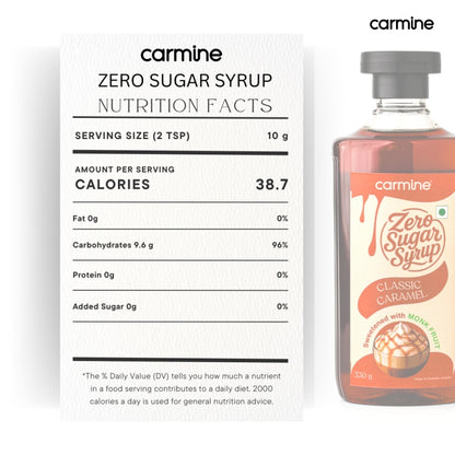 Zero Sugar Chocolate and Caramel Syrup Combo - 330 g x 2, Natural, Plant-Based, Sweetened with Pure Monk Fruit