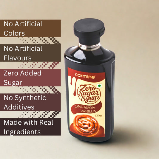 Zero Sugar Cinnamon Vanilla Syrup - Natural, Plant-Based, No Artificial Sweeteners, Clean Label, 330 g
