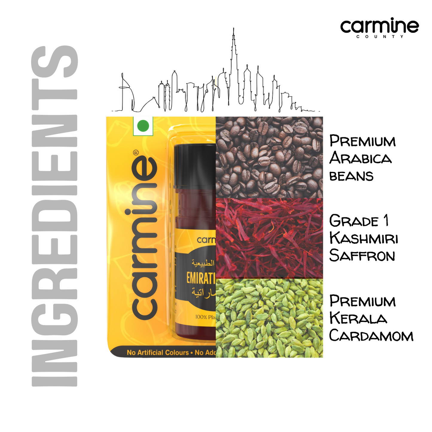 Carmine County Emirati Gahwa Extract, Zero Sugar, 10g – Makes 2 Cups (100ml Each) – Instant Traditional Arabic Coffee – 100% Natural, No Preservatives, Just Add Hot Water