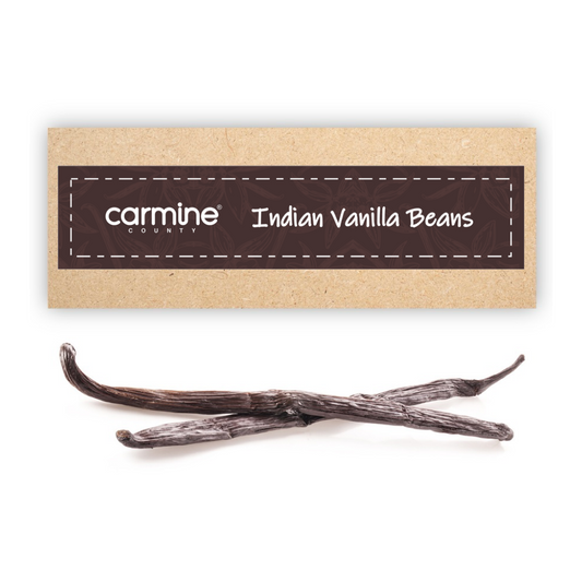 Carmine County All Natural Indian Vanilla Beans (2 Pods) Vacuum Sealed