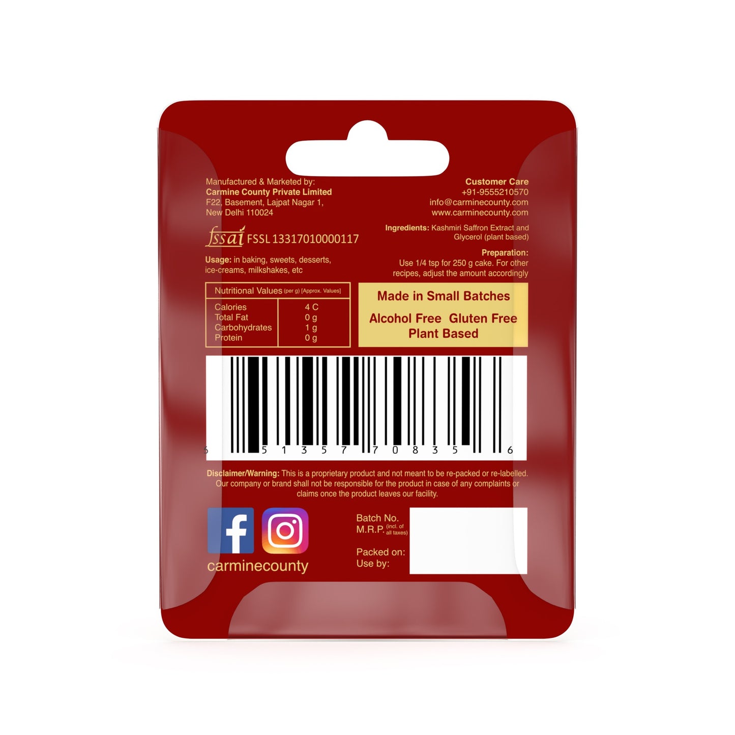 Carmine County All Natural Kashmiri Saffron Extract