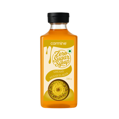 Zero Sugar Creamy Kesar Elaichi Syrup - Natural, Plant-Based, No Artificial Sweeteners, Clean Label Indian Dessert Syrup, 330 g