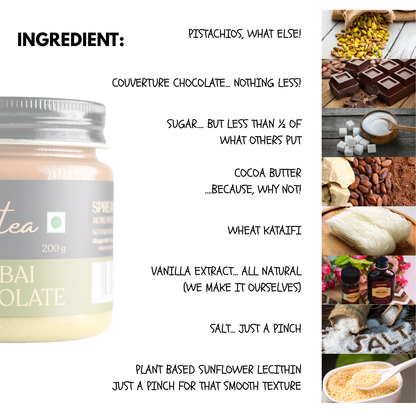 Hytea Dubai Chocolate | Luxe Spread with Premium Nuts, Real Cocoa & Clean Ingredients 200g