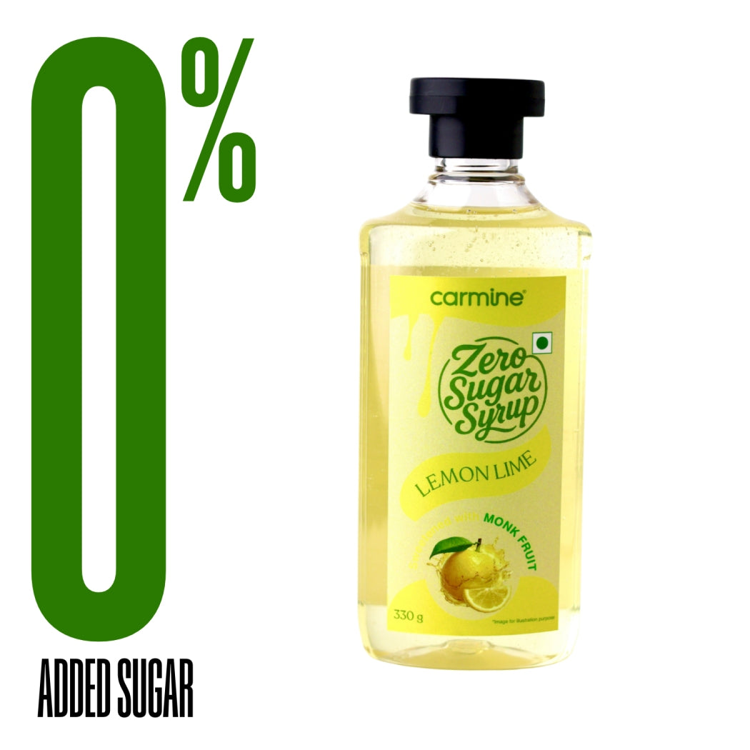 Zero Sugar Lemon Lime Syrup - Natural, Plant-Based, Sweetened with Pure Monk Fruit, Natural, Preservative-Free, No Artificial Flavours 330 g