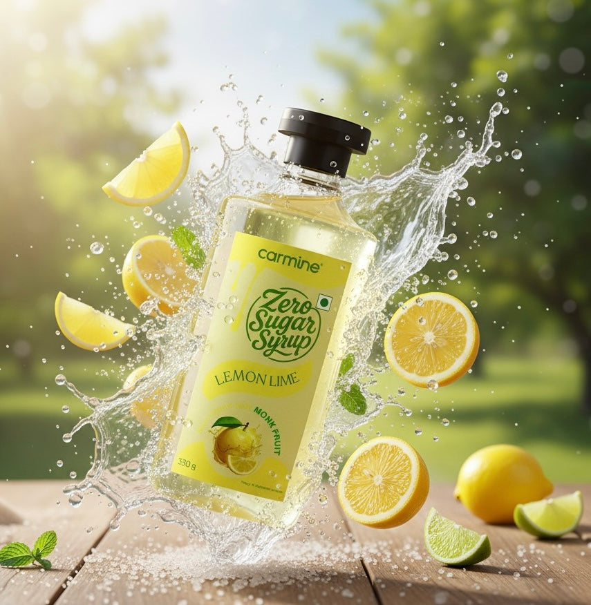 Zero Sugar Lemon Lime Syrup - Natural, Plant-Based, Sweetened with Pure Monk Fruit, Natural, Preservative-Free, No Artificial Flavours 330 g