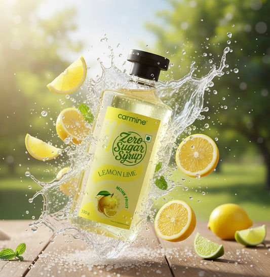 Zero Sugar Lemon Lime Syrup - Natural, Plant-Based, Sweetened with Pure Monk Fruit, Natural, Preservative-Free, No Artificial Flavours 330 g