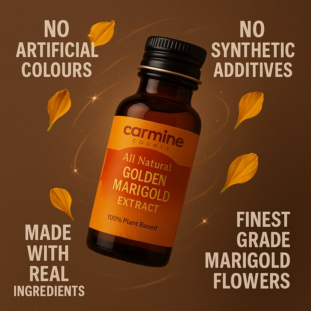 Carmine County All Natural Marigold Extract – 50 ml Clean-Label Yellow Colorant | Plant-Based Extract for Natural Food & Beverage Creations