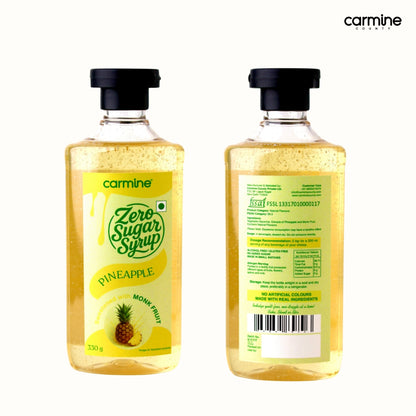 Zero Sugar Pineapple Syrup - Natural, Plant-Based, Sweetened with Pure Monk Fruit, Natural, Preservative-Free, No Artificial Flavours 330 g