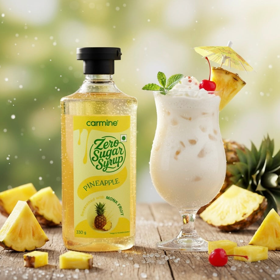 Zero Sugar Pineapple Syrup - Natural, Plant-Based, Sweetened with Pure Monk Fruit, Natural, Preservative-Free, No Artificial Flavours 330 g