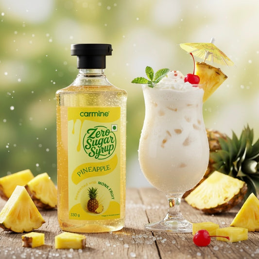 Zero Sugar Pineapple Syrup - Natural, Plant-Based, Sweetened with Pure Monk Fruit, Natural, Preservative-Free, No Artificial Flavours 330 g