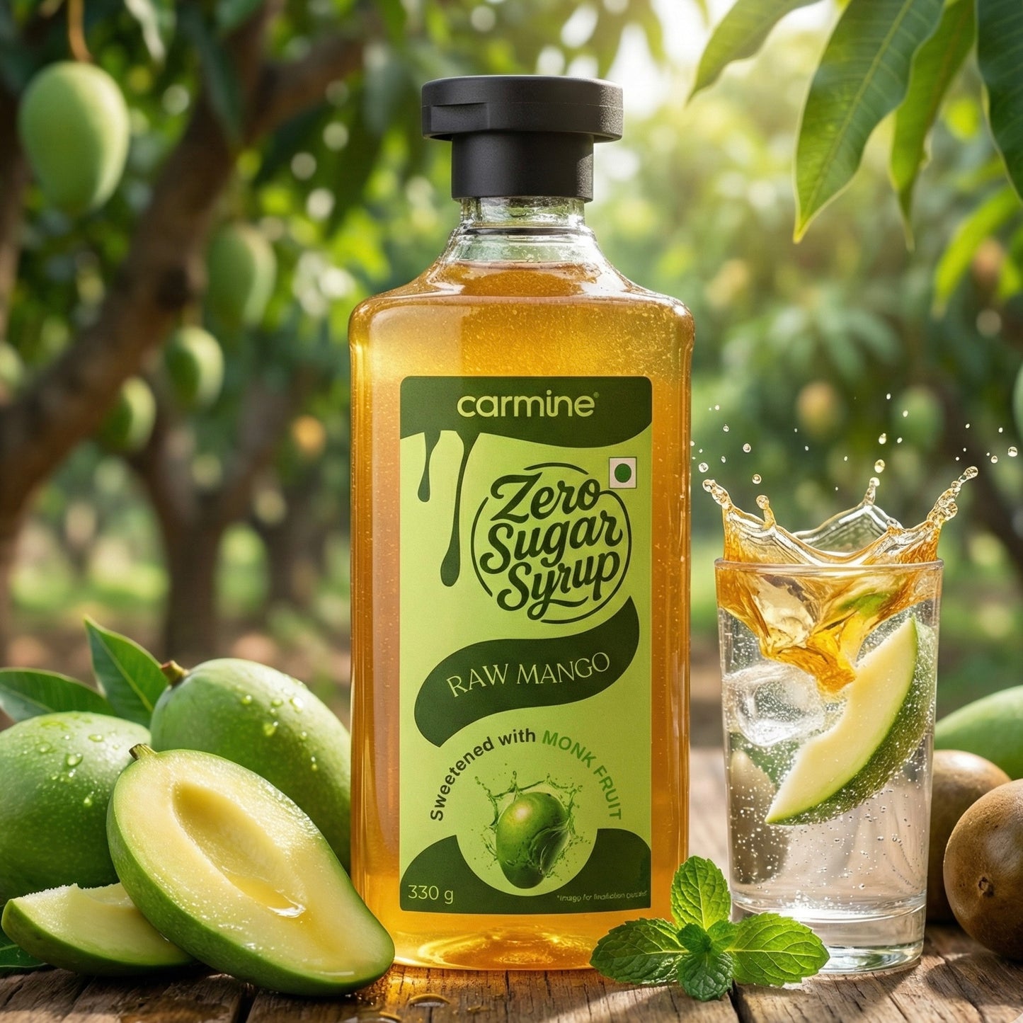 Zero Sugar Syrups - Natural, Plant-Based, Sweetened with Pure Monk Fruit, Clean Label Syrups, 330 g