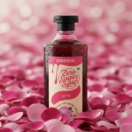 Zero Sugar Rose Syrup - Natural, Plant-Based, Sweetened with Pure Monk Fruit, Clean Label Indian Dessert Syrup, 330 g