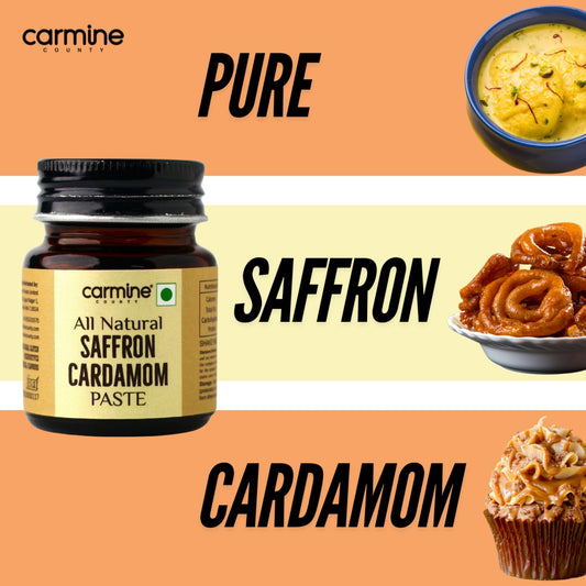Carmine County All Natural Saffron Cardamom Paste 50g | For Baking, Masala Chai, Milkshakes & Desserts