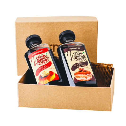 Zero Sugar French Vanilla & Coffee Tiramisu Syrup Combo – 2 x 330g | Clean-Label, Natural Syrup for Beverages & Desserts