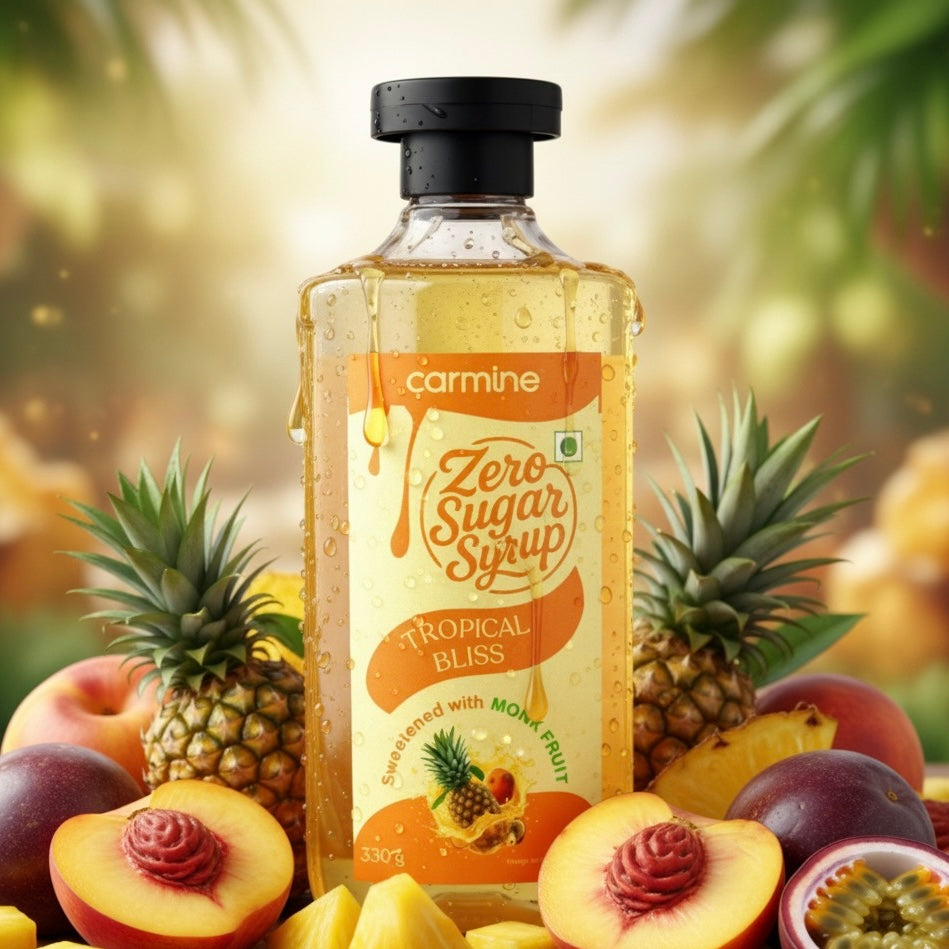 Zero Sugar Tropical Bliss Syrup - Natural, Plant-Based, Sweetened with Pure Monk Fruit, Natural, Preservative-Free, No Artificial Flavours 330 g