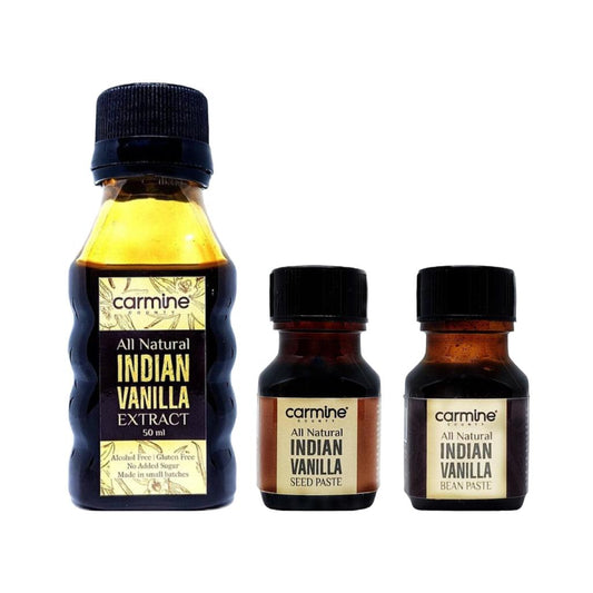 Carmine County Combo of All Natural Indian Vanilla Pastes and Indian Vanilla Extract