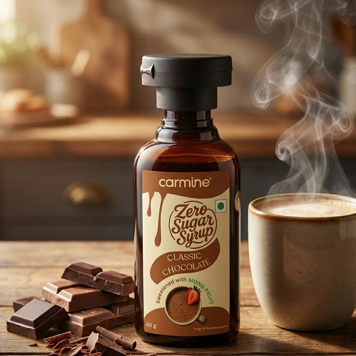 Zero Sugar Syrups - Natural, Plant-Based, Sweetened with Pure Monk Fruit, Clean Label Syrups, 60 g