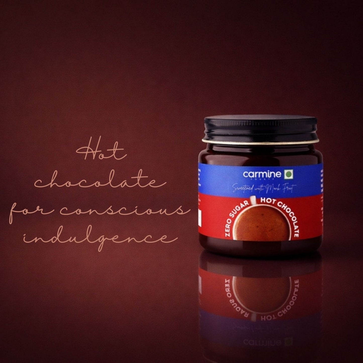Zero Sugar Hot Chocolate, Sweetened with Monk Fruit, Zero Artificial Colors or Flavours, Made with coverture grade Cocoa