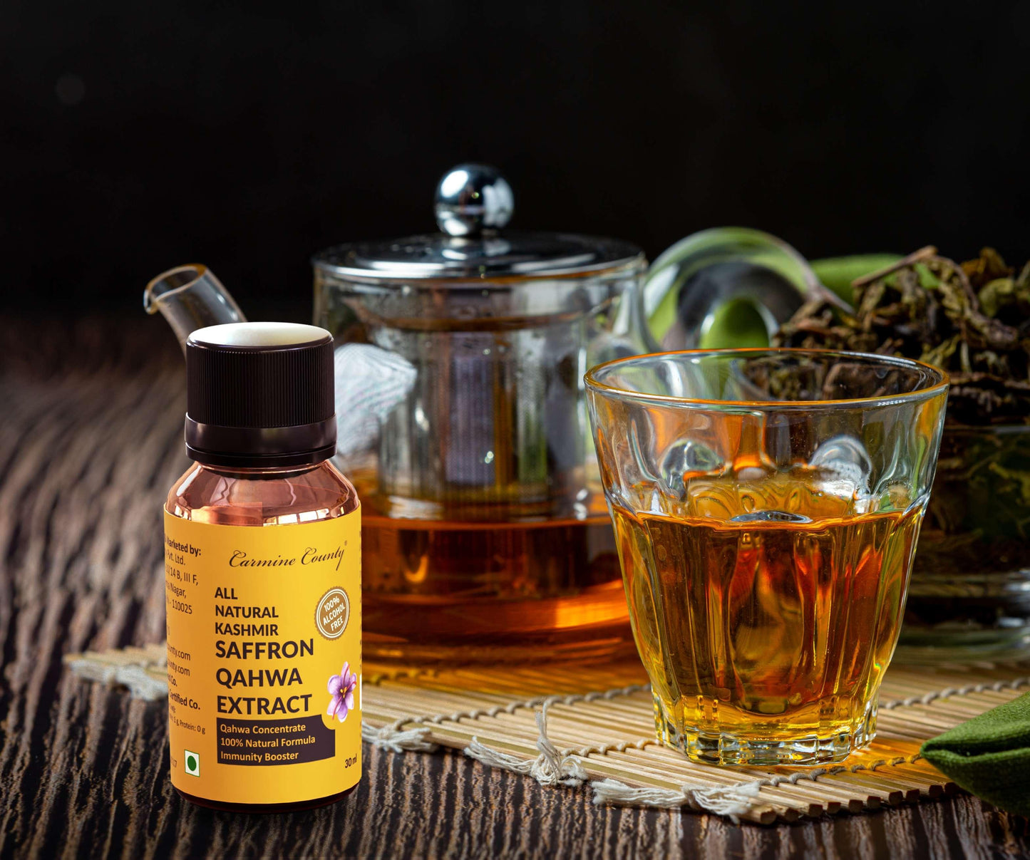Carmine County All Natural Kashmir Saffron Qahwa Tea Extract 30 ml