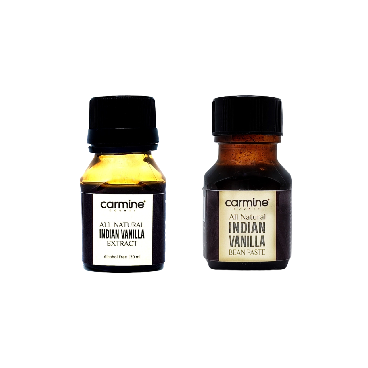 Carmine County Combo of All Natural Indian Vanilla Bean Paste and Indian Vanilla Extract